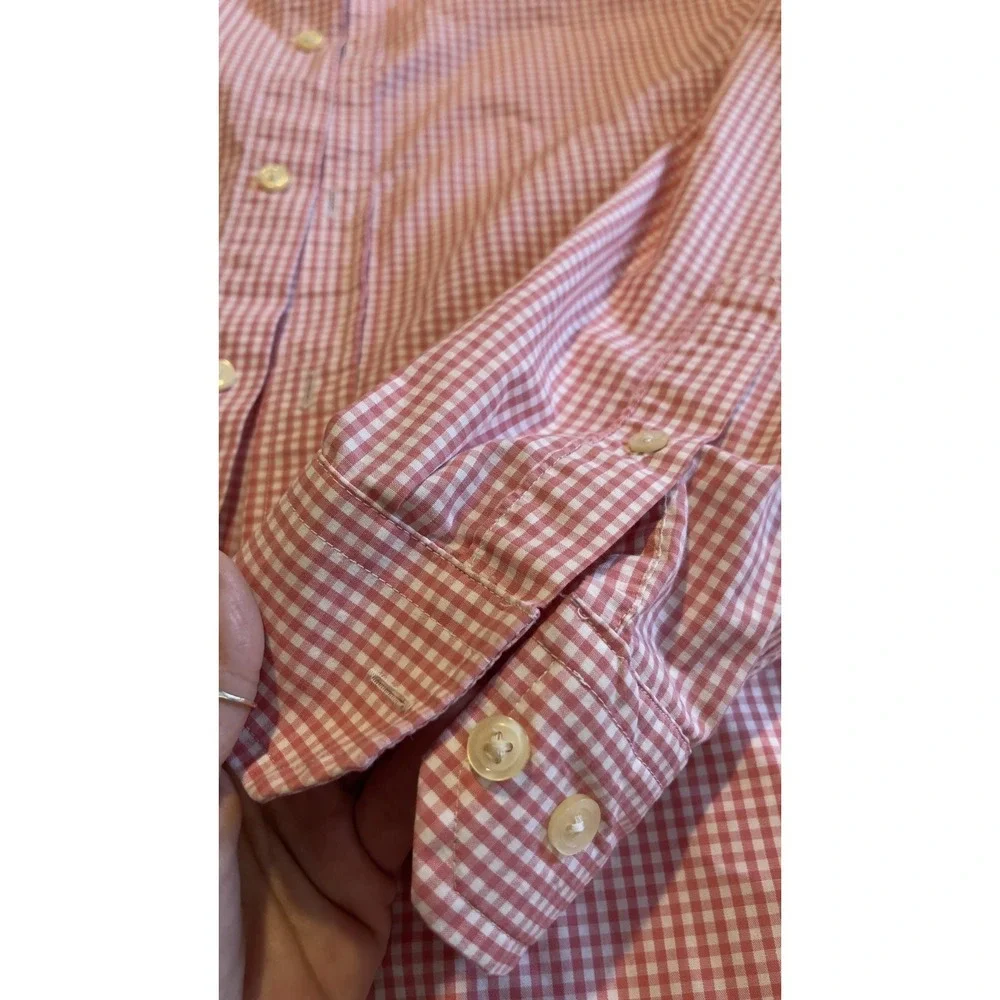 Banana Republic Classic Red Gingham‎ Long Sleeve Button Shirt Slim L Preppy
